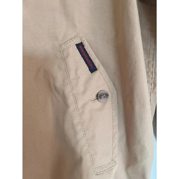 Vintage authentic Windbreaker 80’s 90’s tan long sleeve zipper jacket medium - Picture 3 of 10